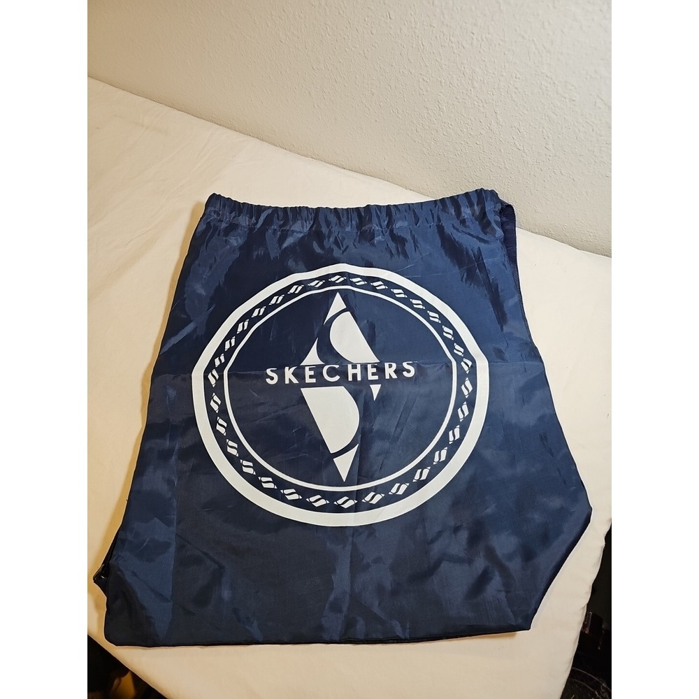 Skechers‎ Nylon Drawstring Bag Backpack Gym Bag Tote Sack Navy Blue 17" x 20"